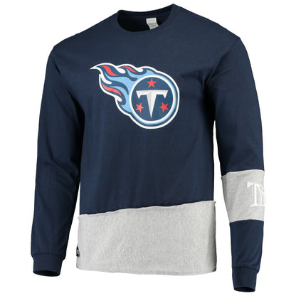 Tennessee Titans Refried Apparel Sustainable Upcycled Angle Long Sleeve T-Shirt - Navy/Gray sale