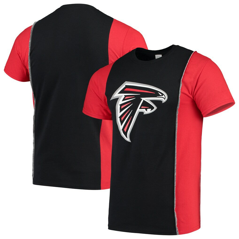 Atlanta Falcons Refried Apparel Sustainable Upcycled Split T-Shirt - Black/Red for sale
