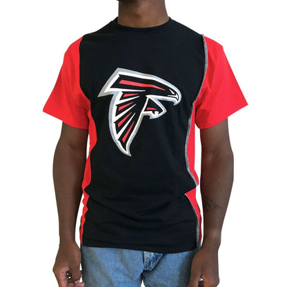 Atlanta Falcons Refried Apparel Sustainable Upcycled Split T-Shirt - Black/Red for sale