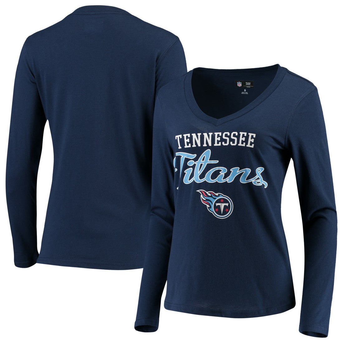 Tennessee Titans G-III 4Her by Carl Banks Women's Post Season Long Sleeve V-Neck T-Shirt - Navy for sale