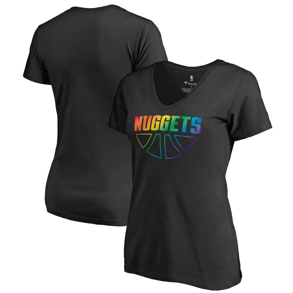 Denver Nuggets Women's Team Pride Wordmark V-Neck T-Shirt sale - Black online