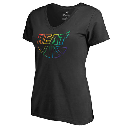 Miami Heat Women's Team Pride Wordmark V-Neck T-Shirt - Black cheap