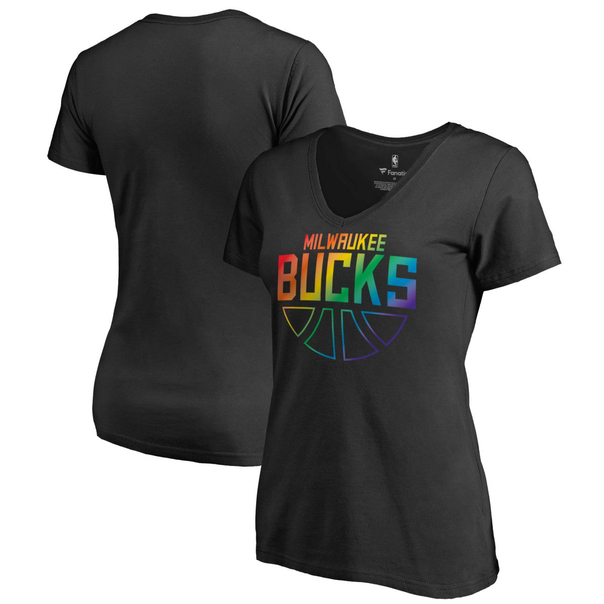 Milwaukee Bucks Women's Team Pride Wordmark V-Neck T-Shirt - Black sale