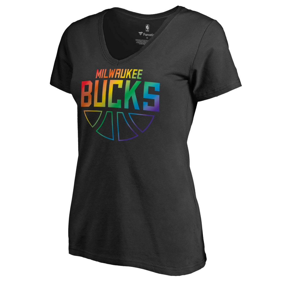 Milwaukee Bucks Women's Team Pride Wordmark V-Neck T-Shirt - Black sale
