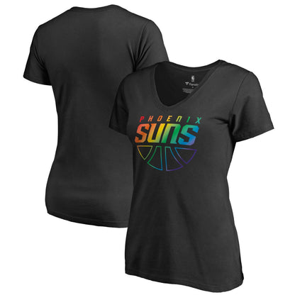 Phoenix Suns Women's Team Pride Wordmark V-Neck T-Shirt - Black on sale