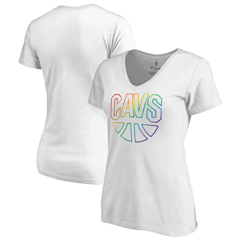 Cleveland Cavaliers Women's Team Pride Wordmark V-Neck T-Shirt sale - White sale