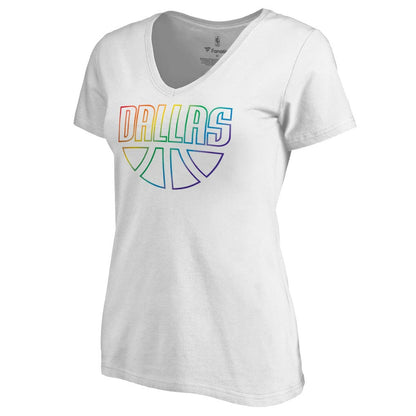 Dallas Mavericks Women's Team Pride Wordmark V-Neck T-Shirt sale - White outlet