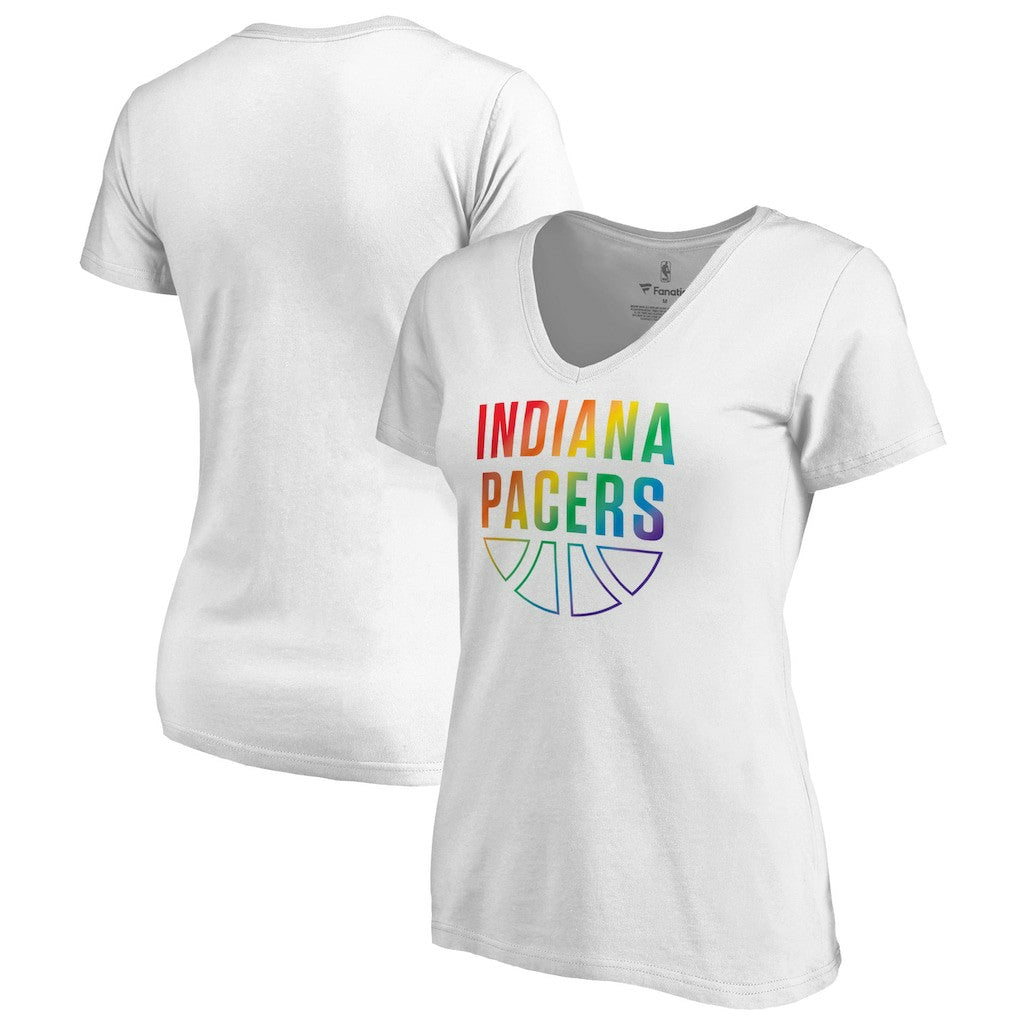 Indiana Pacers Women's Team Pride Wordmark V-Neck T-Shirt - White on sale