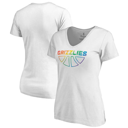 Memphis Grizzlies Women's Team Pride Wordmark V-Neck T-Shirt - White outlet