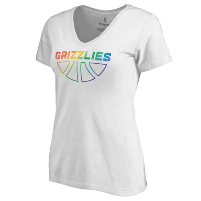 Memphis Grizzlies Women's Team Pride Wordmark V-Neck T-Shirt - White outlet