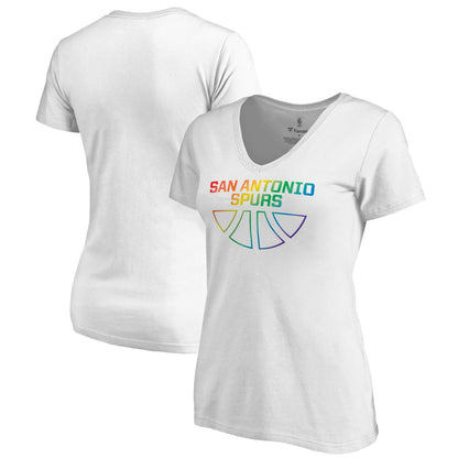 San Antonio Spurs Women's Team Pride Wordmark V-Neck T-Shirt - White outlet