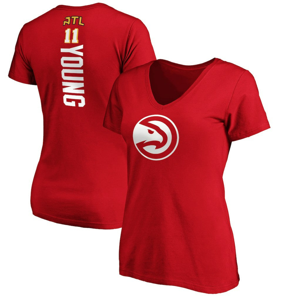 Trae Young Atlanta Hawks Women's Playmaker Name & Number V-Neck T-Shirt - Red outlet