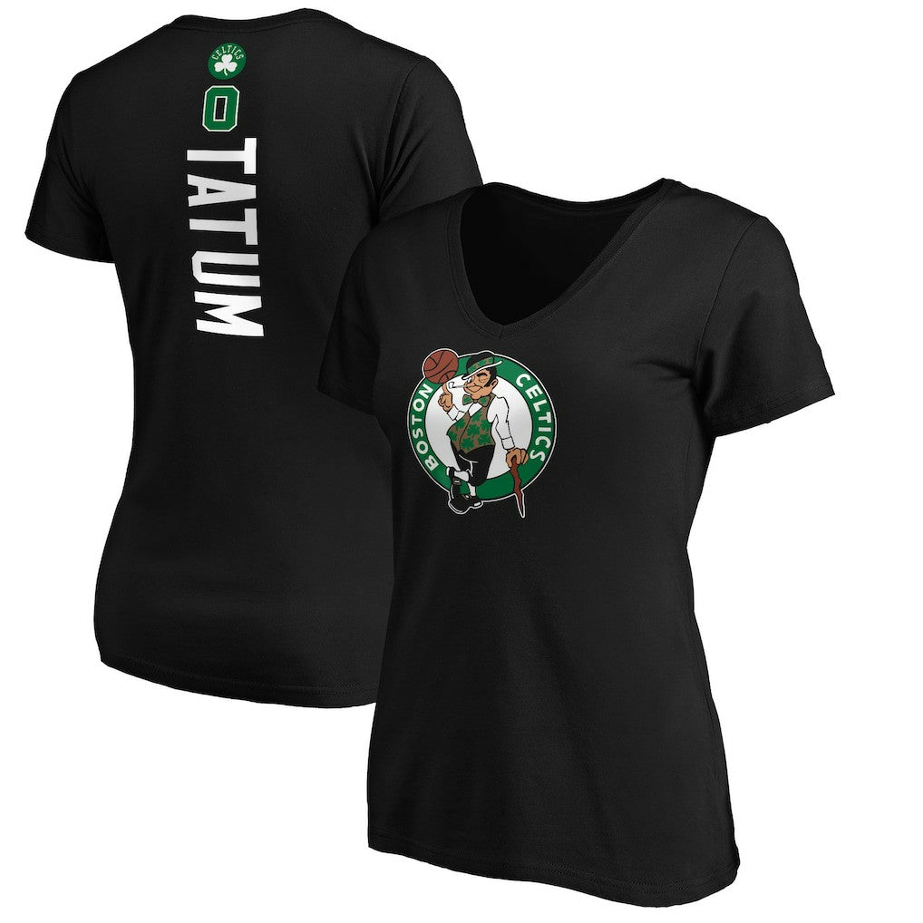 Jayson Tatum Boston Celtics Women's Playmaker Name & Number V-Neck T-Shirt - Black for sale