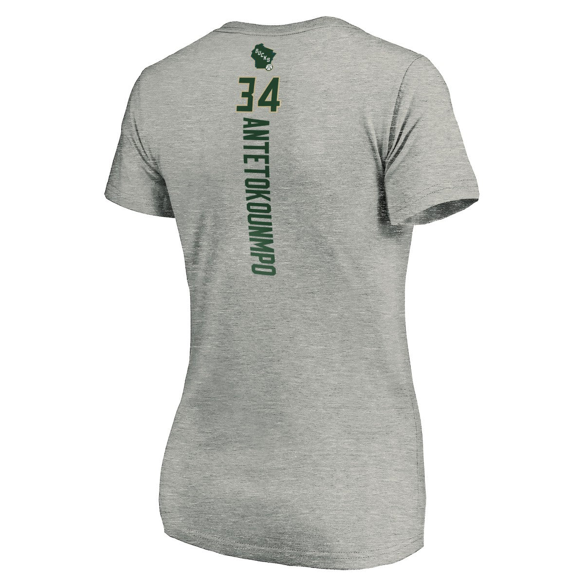 Giannis Antetokounmpo Milwaukee Bucks Women's Playmaker Name & Number V-Neck T-Shirt - Heathered Gray cheap