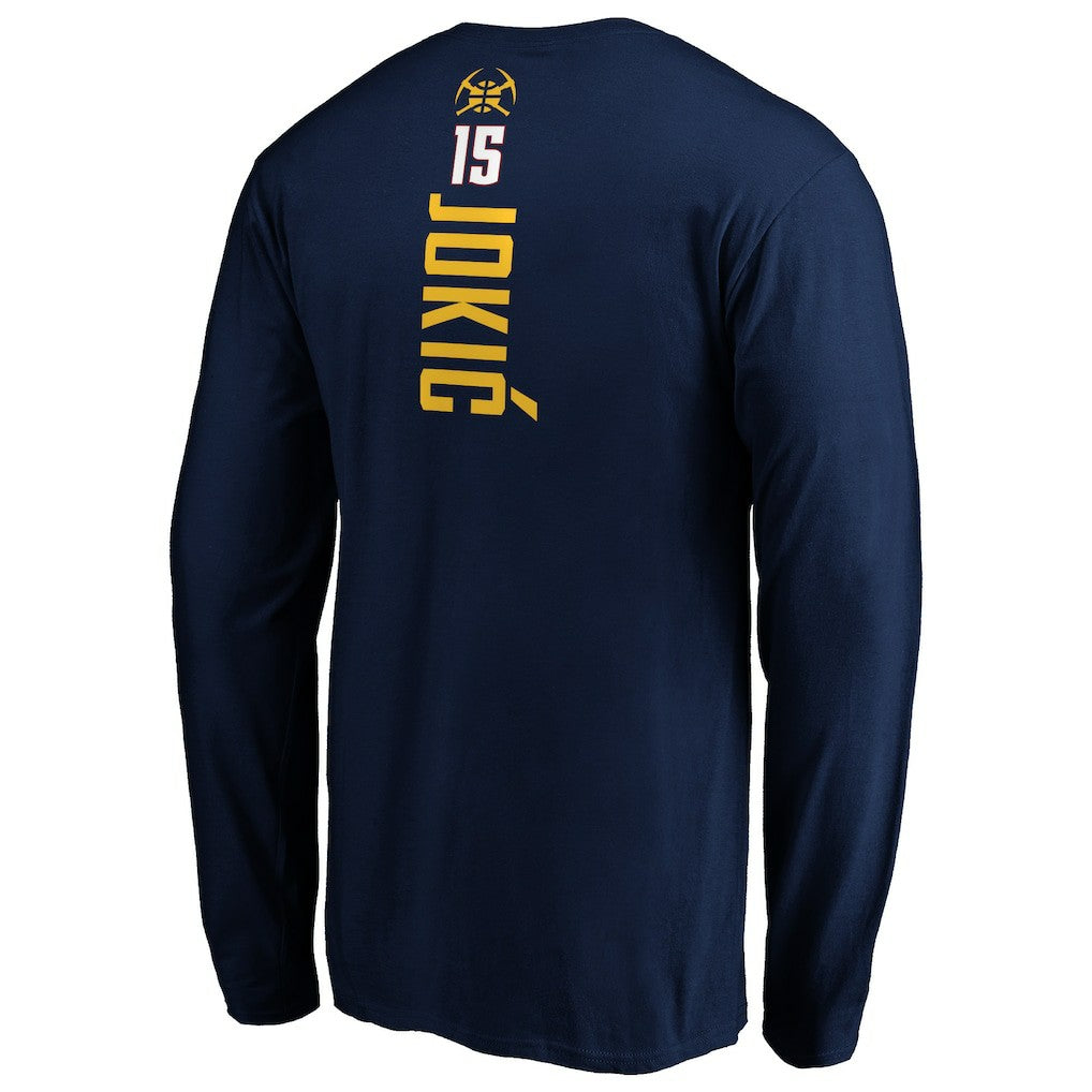 Nikola Jokic Denver Nuggets Playmaker Name & Number Long Sleeve T-Shirt sale - Navy on sale