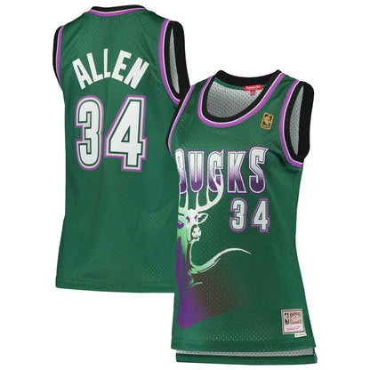 Ray Allen Milwaukee Bucks Women's 1996/97 Hardwood Classics Swingman Jersey - Green | Mitchell & Ness on sale