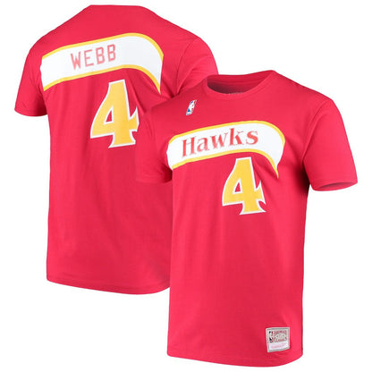 Spud Webb Atlanta Hawks Hardwood Classics Name & Number T-Shirt - Red | Mitchell & Ness sale