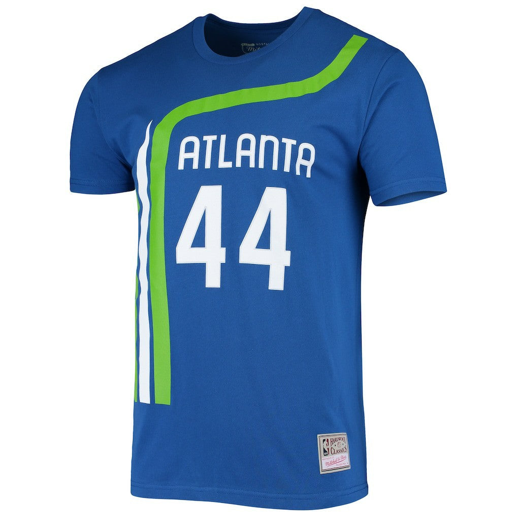 Pete Maravich Atlanta Hawks Hardwood Classics Stitch Name & Number T-Shirt - Blue | Mitchell & Ness discount