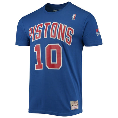 Dennis Rodman Detroit Pistons Hardwood Classics Stitch Name & Number T-Shirt sale - Blue | Mitchell & Ness online