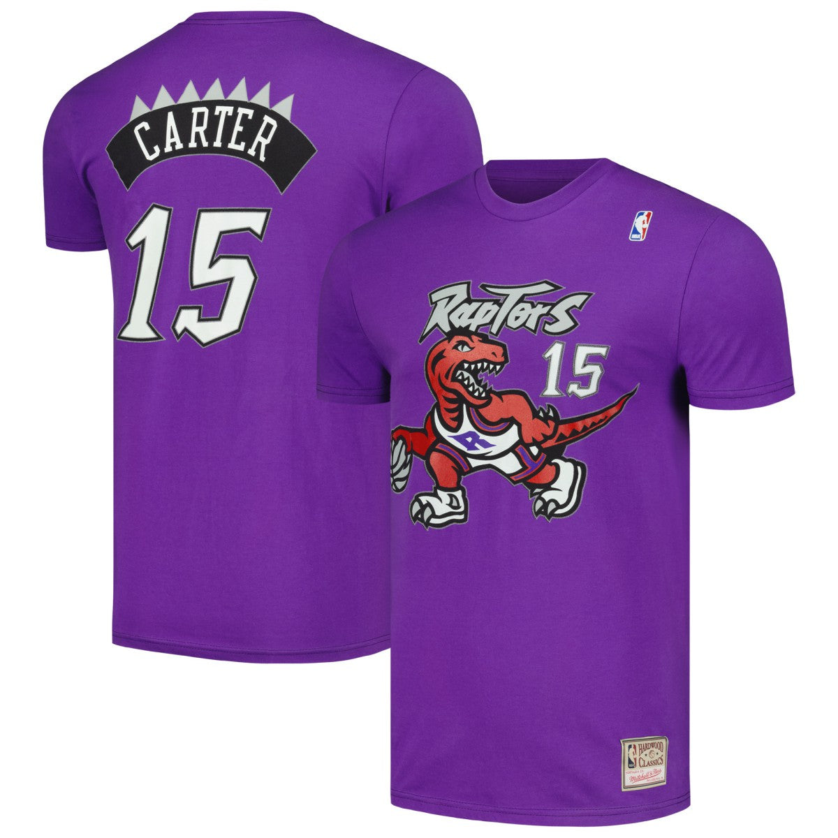 Vince Carter Toronto Raptors Hardwood Classics Stitch Name & Number T-Shirt - Purple | Mitchell & Ness for sale