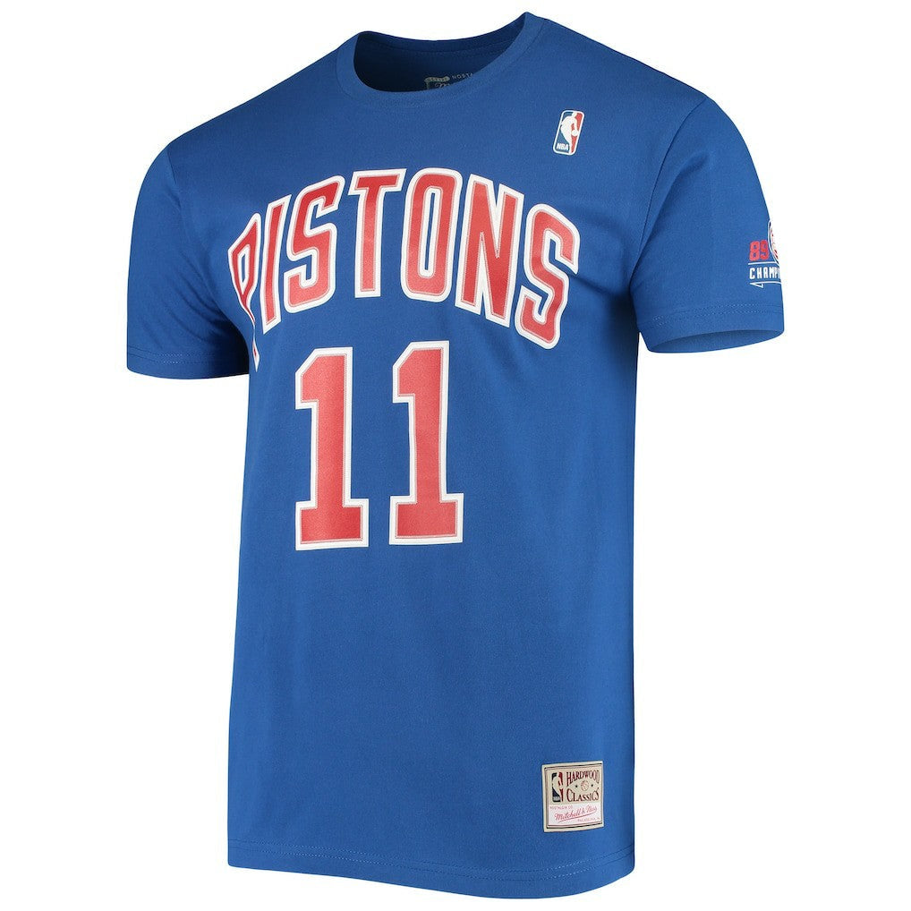Isiah Thomas Detroit Pistons Hardwood Classics Stitch Name & Number T-Shirt sale - Blue | Mitchell & Ness discount