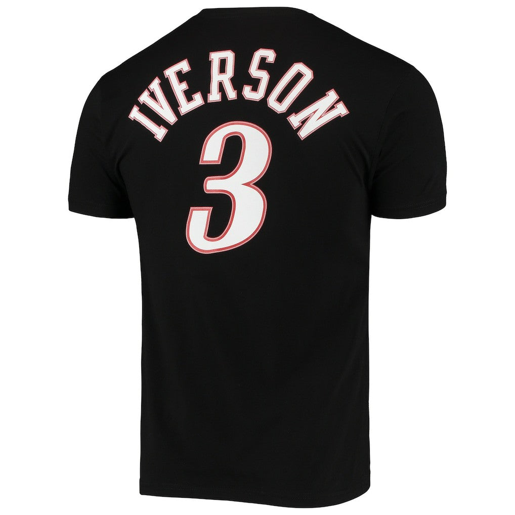 Allen Iverson Philadelphia 76ers Hardwood Classics Stitch Name & Number T-Shirt sale - Black | Mitchell & Ness sale