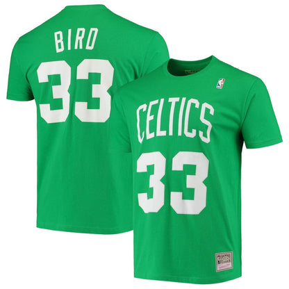 Larry Bird Boston Celtics Hardwood Classics Stitch Name & Number T-Shirt - Kelly Green | Mitchell & Ness online