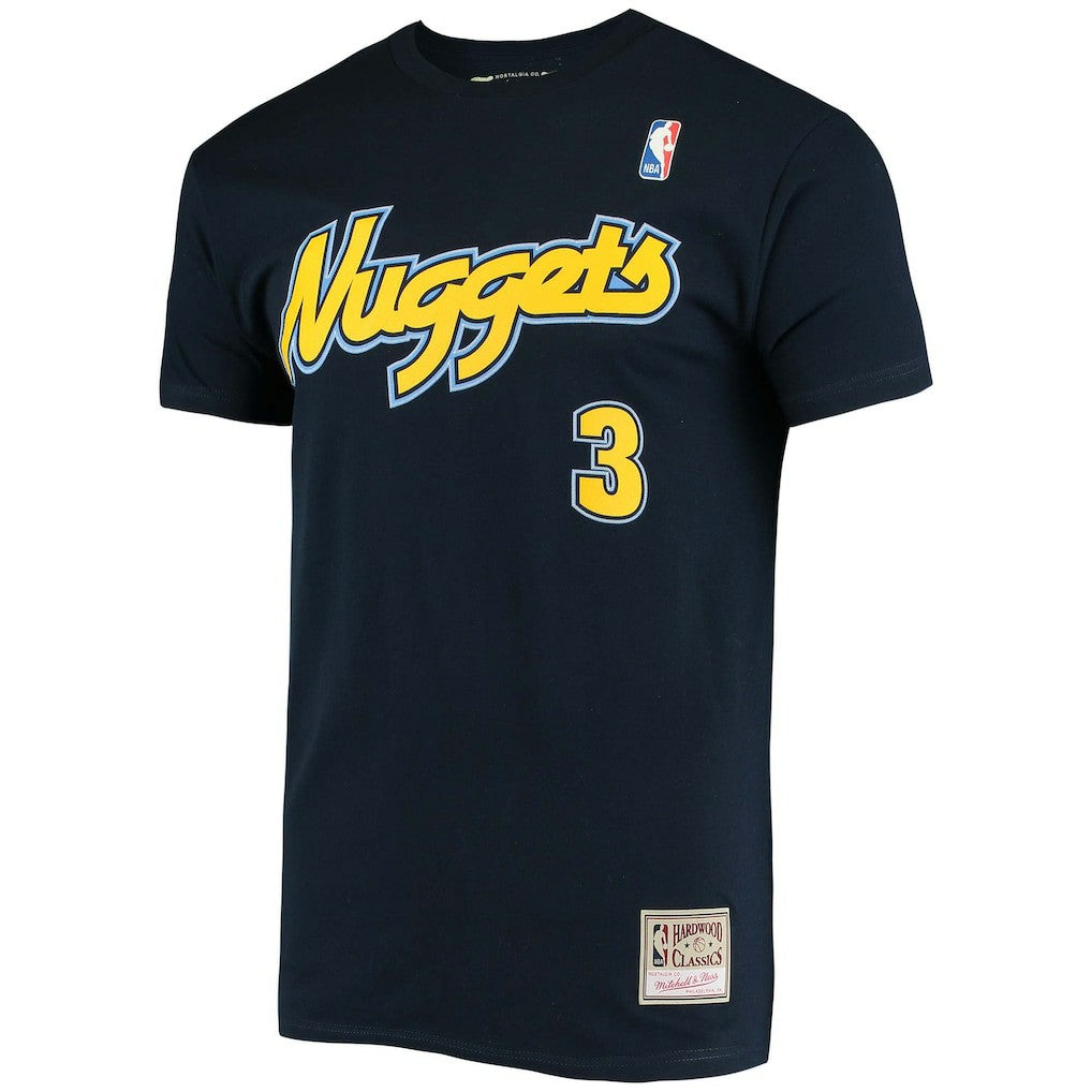 Allen Iverson Denver Nuggets Hardwood Classics Stitch Name & Number T-Shirt sale - Navy | Mitchell & Ness shop
