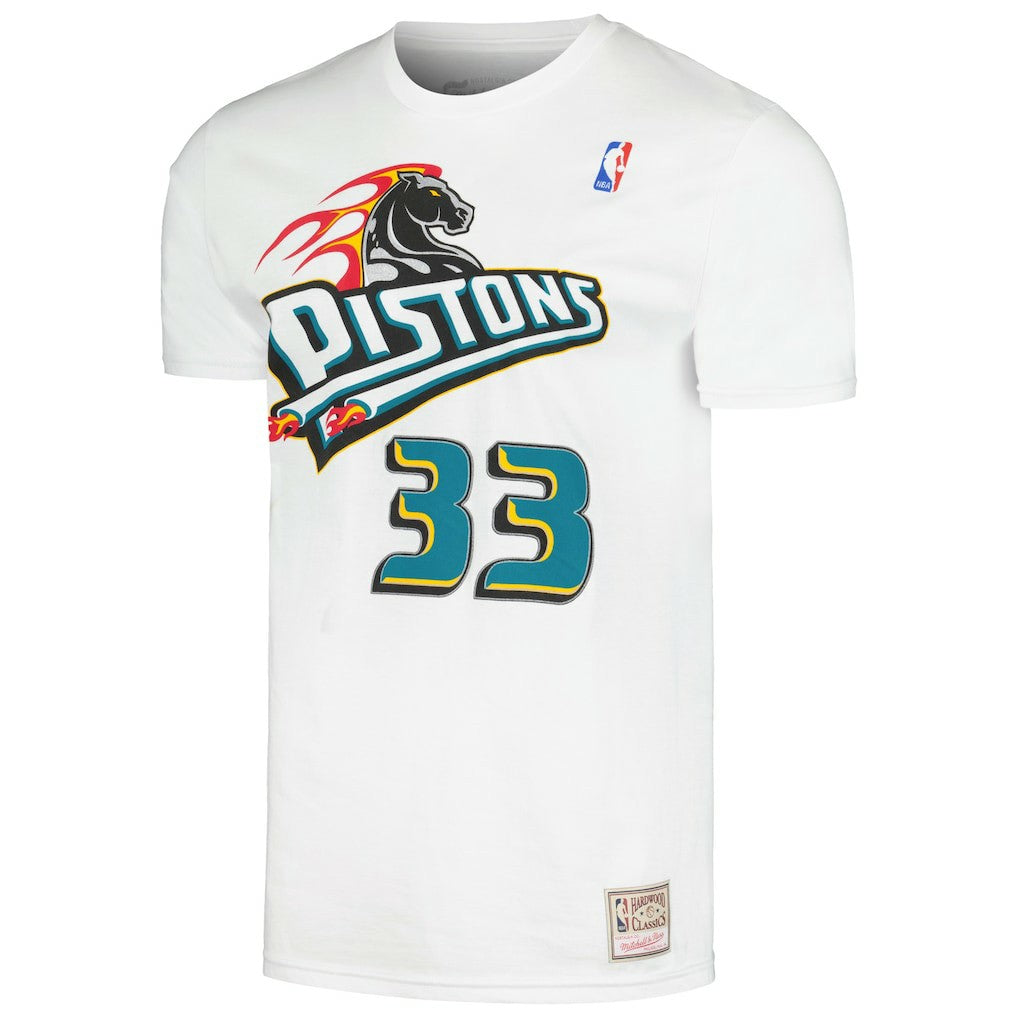 Grant Hill Detroit Pistons Hardwood Classics Stitch Name & Number T-Shirt sale - White | Mitchell & Ness shop