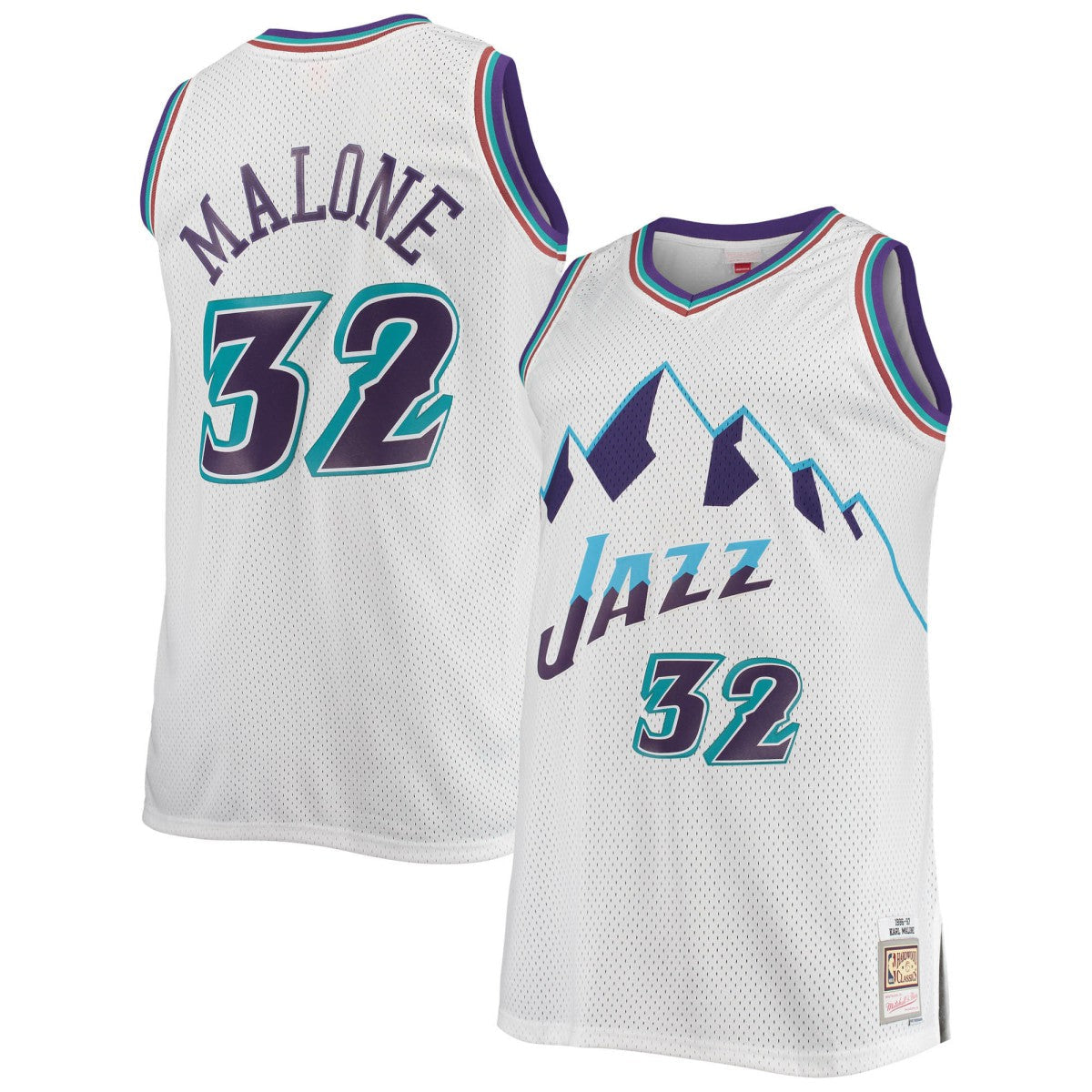 Karl Malone Utah Jazz 1996/97 Big & Tall Hardwood Classics Swingman Jersey - White | Mitchell & Ness for sale