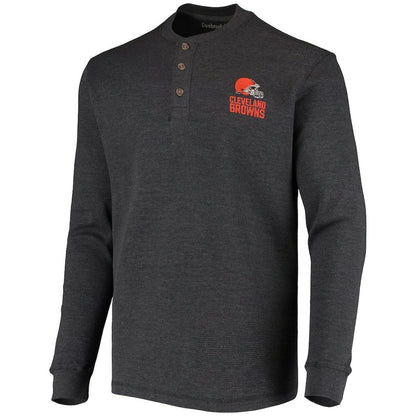 Cleveland Browns Dunbrooke Logo Maverick Thermal Henley Long Sleeve T-Shirt - Charcoal cheap