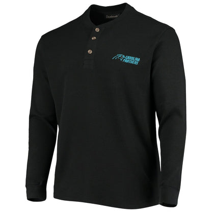 Carolina Panthers Dunbrooke Logo Maverick Thermal Henley Long Sleeve T-Shirt - Black cheap
