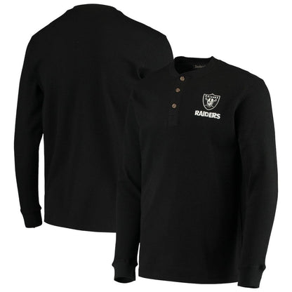 Las Vegas Raiders Dunbrooke Logo Maverick Thermal Henley Long Sleeve T-Shirt - Black sale