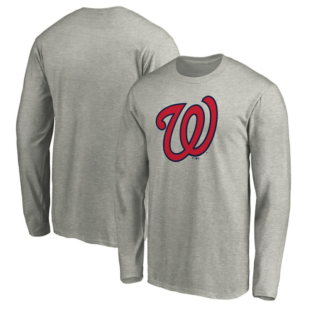 Washington Nationals Official Team Logo Long Sleeve T-Shirt - Heather Gray