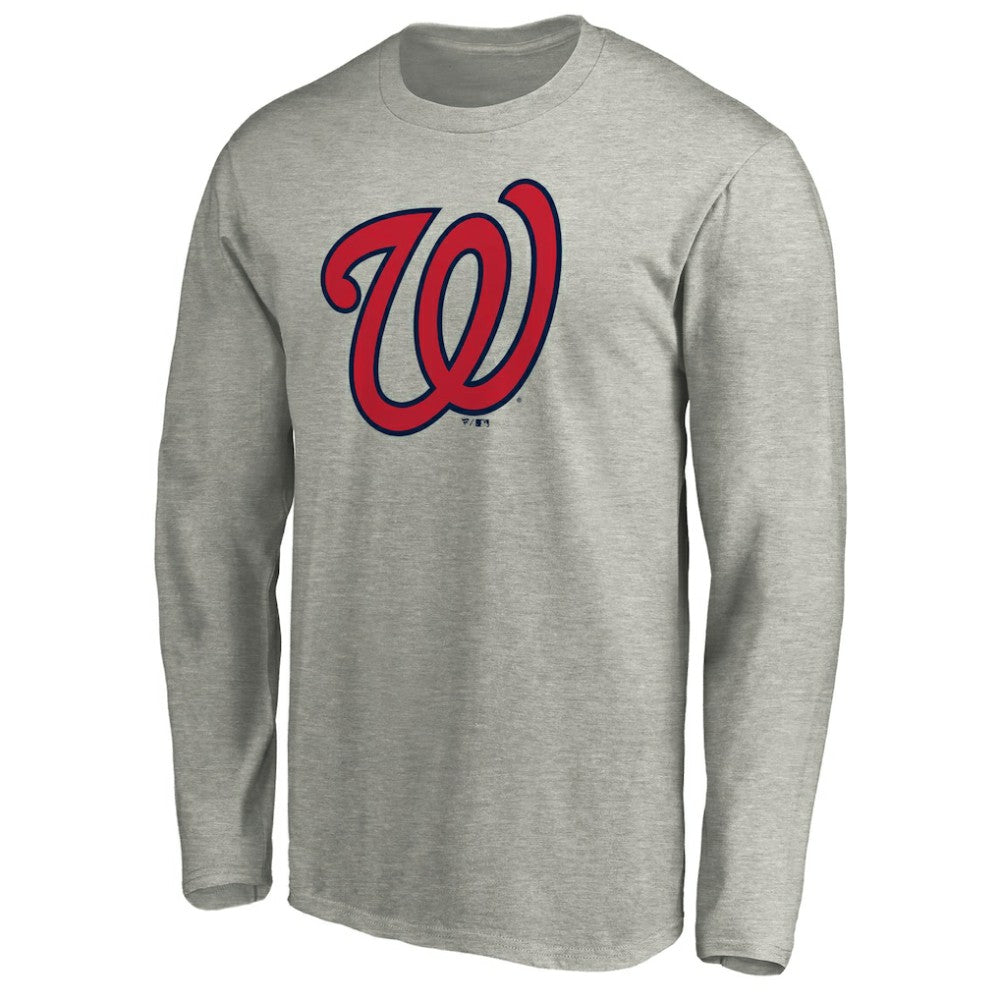 Washington Nationals Official Team Logo Long Sleeve T-Shirt - Heather Gray