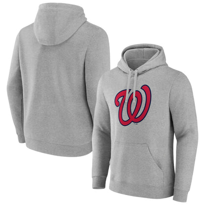 Washington Nationals Official Logo Fitted Pullover Hoodie - Heather Gray