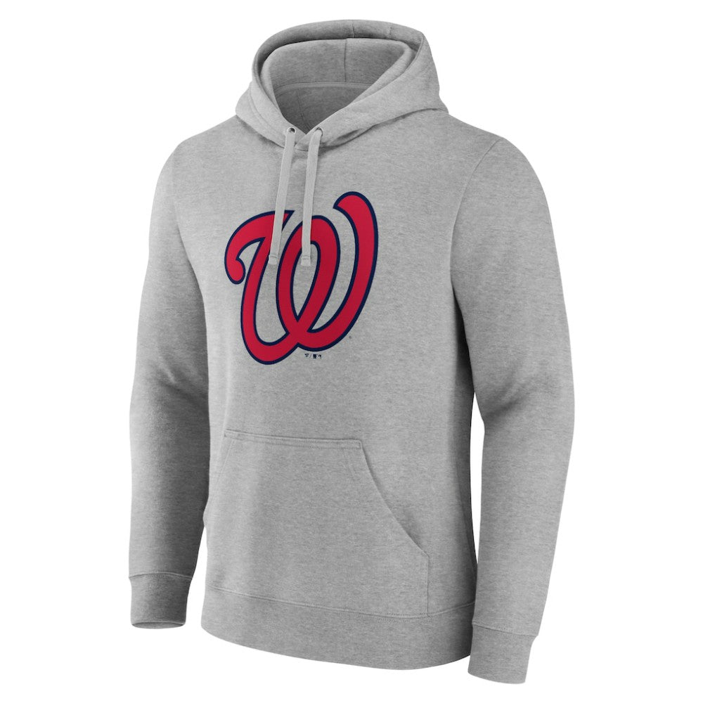 Washington Nationals Official Logo Fitted Pullover Hoodie - Heather Gray