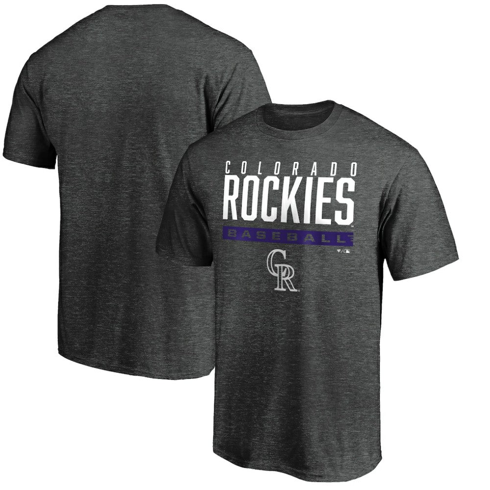 Colorado Rockies Win Stripe Logo T-Shirt - Charcoal