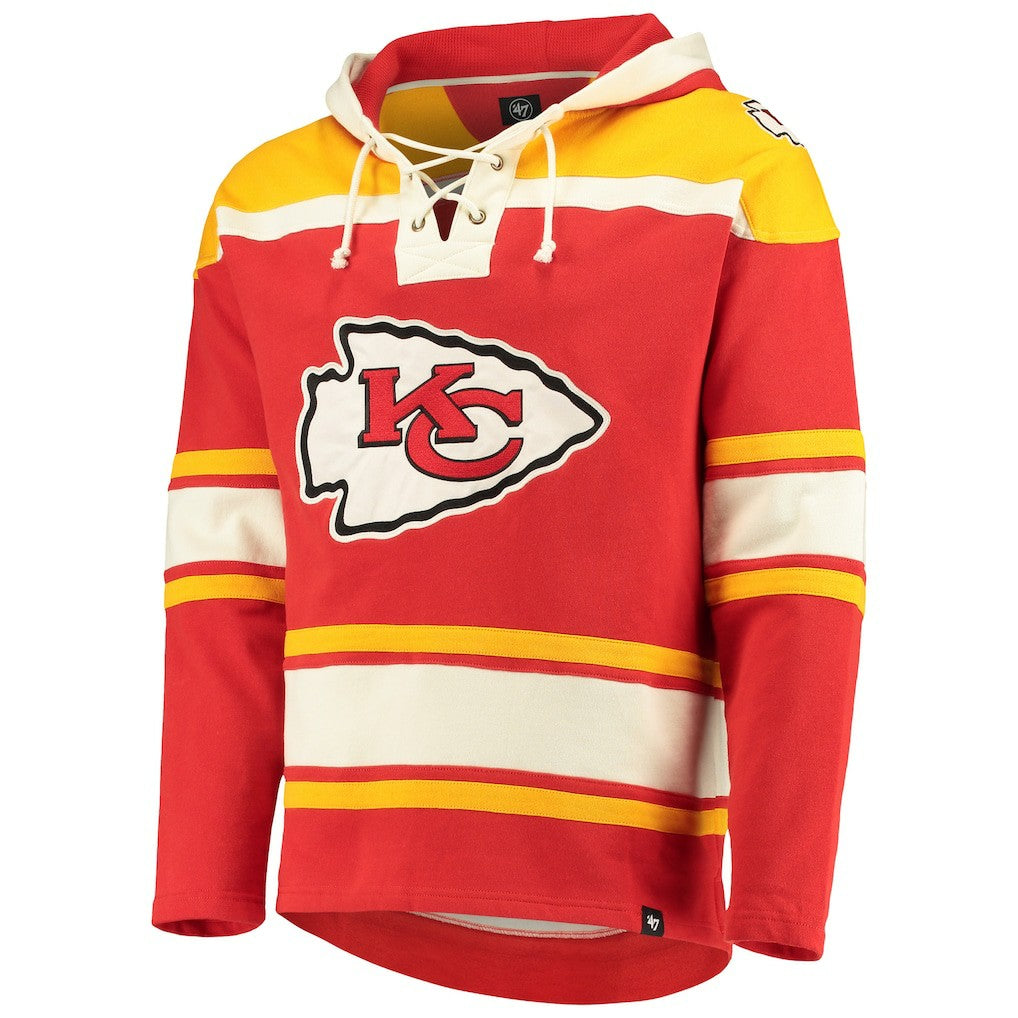 Kansas City Chiefs '47 Lacer V-Neck Pullover Hoodie - Red/Gold for sale