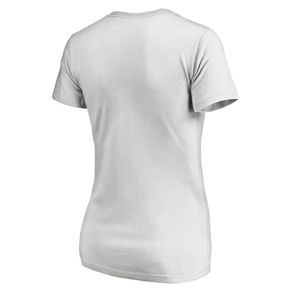 Cincinnati Reds Women's Floral Arched Logo V-Neck T-Shirt - White