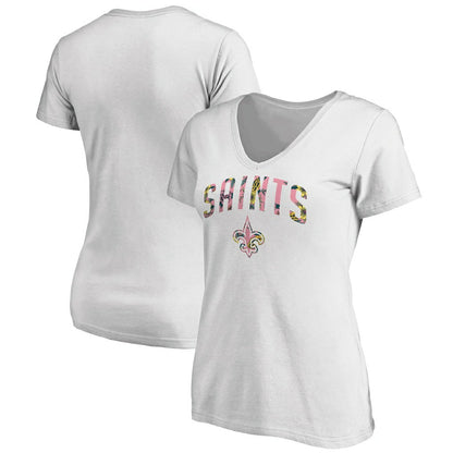 New Orleans Saints Women's Floral Arch T-Shirt - White on sale