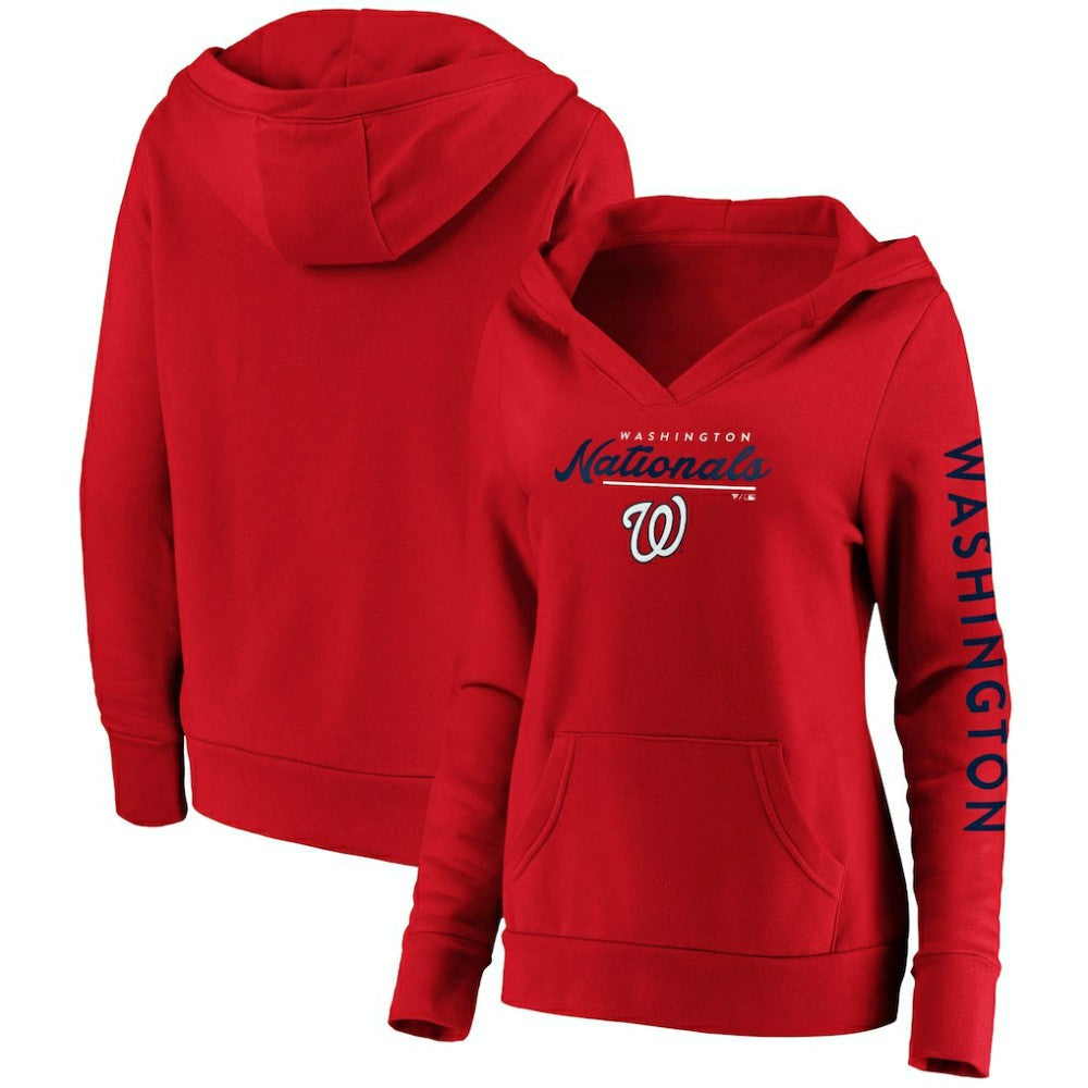 Washington Nationals Women's Core High Class Crossover Pullover Hoodie - Red