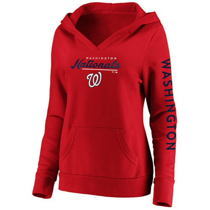 Washington Nationals Women's Core High Class Crossover Pullover Hoodie - Red
