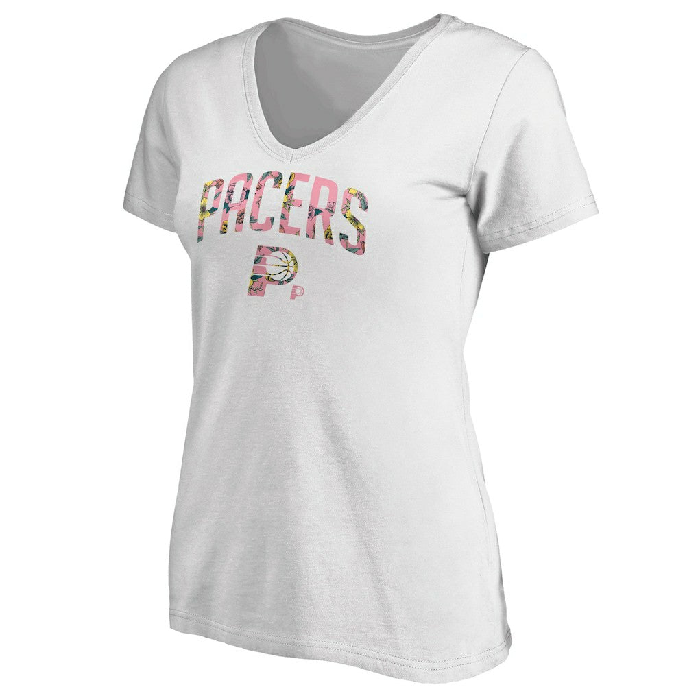 Indiana Pacers Women's Floral Arch V-Neck T-Shirt - White outlet