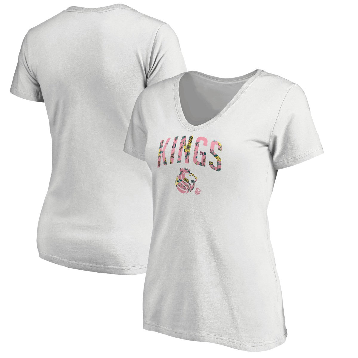 Sacramento Kings Women's Floral Arch V-Neck T-Shirt - White shop