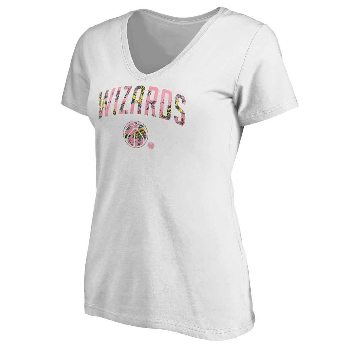 Washington Wizards Women's Floral Arch V-Neck T-Shirt - White for sale