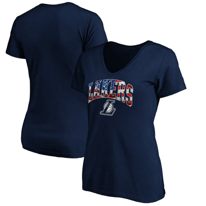 Los Angeles Lakers Women's Banner Wave V-Neck T-Shirt - Navy shop