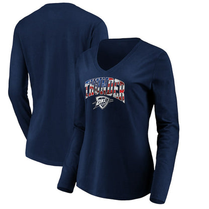 Oklahoma City Thunder Women's Banner Wave V-Neck Long Sleeve T-Shirt - Navy shop