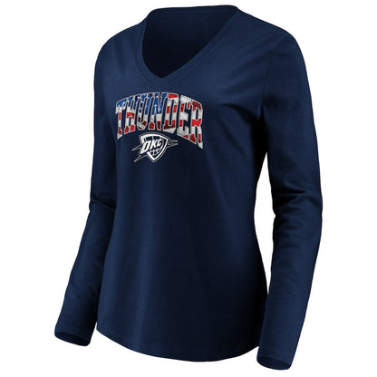 Oklahoma City Thunder Women's Banner Wave V-Neck Long Sleeve T-Shirt - Navy shop