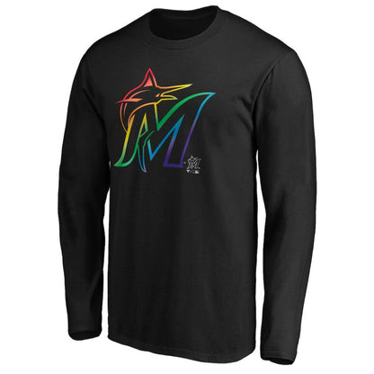 Miami Marlins Team Pride Logo Long Sleeve T-Shirt - Black